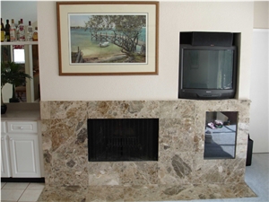 Breccia Limestone Fireplace Surround, Breccia Irpina Beige Limestone Fireplace Surround