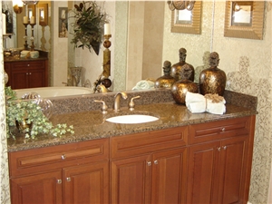 Desert Pearl Granite Bathroom Vanity, Desert Pearl Brown Granite Bath Tops