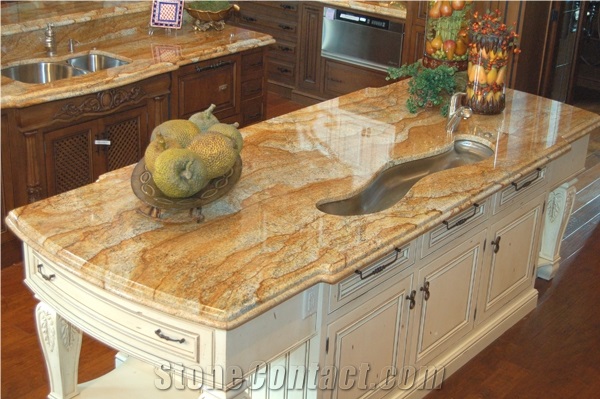 Verniz Tropical Granite Kitchen Countertop, Verniz Tropical Yellow Granite Kitchen Countertops