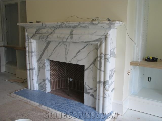 Custom Fireplace Surround In Statuary Venato Marble Statuario