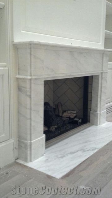Custom Imperial White Danby Fireplace Surround, Imperial Danby White Marble Fireplace Surround
