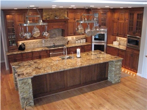 Golden Persa Granite Kitchen Countertop, Golden Persa Yellow Granite Kitchen Countertops
