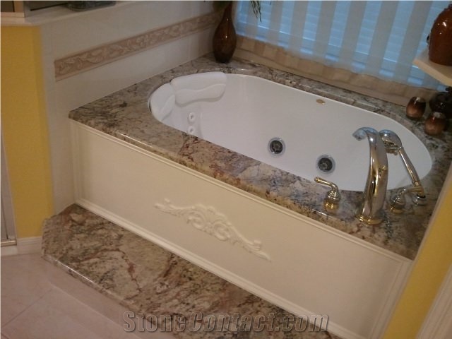 Golden Queen Granite Bathroom Tub Deck, Golden Queen Yellow Granite Bath Tub
