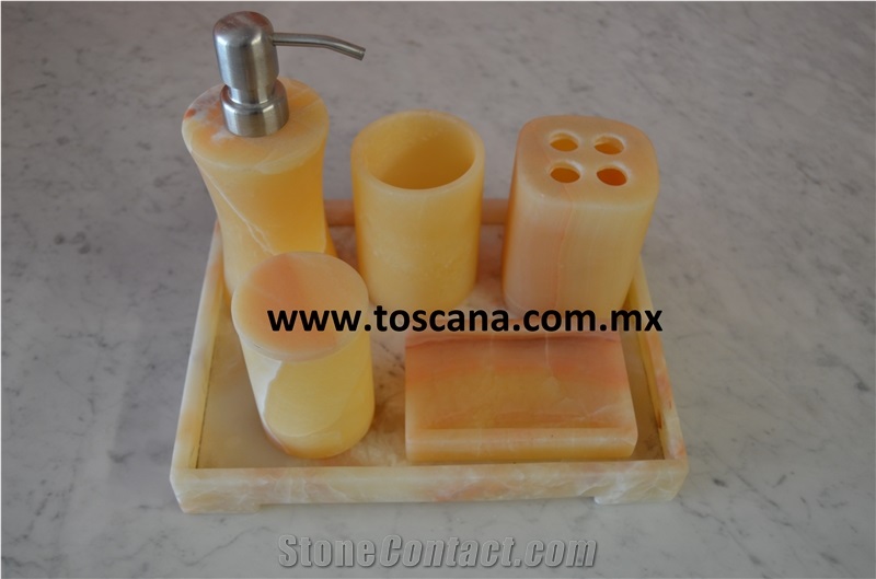 Honey Onyx Bathroom Accesories, Yellow Onyx Bath Accessories