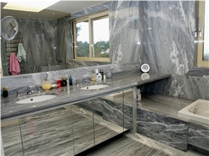 Dionyssos Pentelicon Grey Blue Marble Bathroom Design