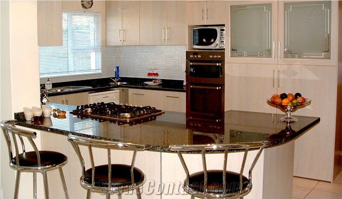 Black Granite Countertops for Kitchens, Galaxy Black Granite Countertops
