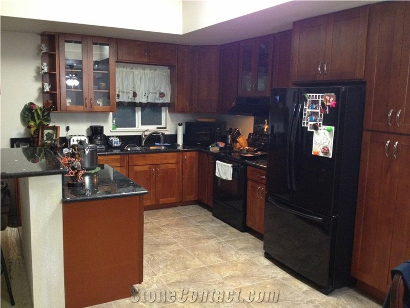 Kitchen Design Black Granite Countertops black galaxy granite kitchen countertops light cherry cabinet galaxy black granite kitchen design