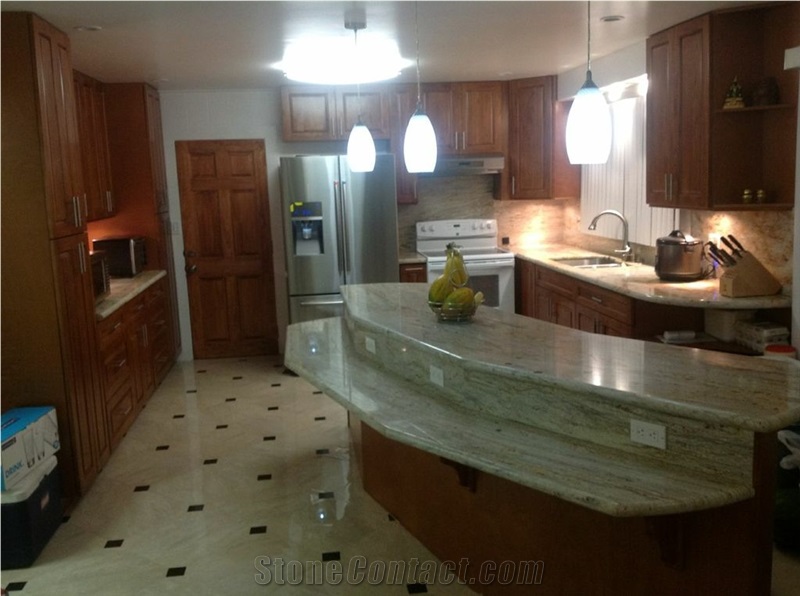 River White Granite Countertop Sunset Cherry Cabinet From United