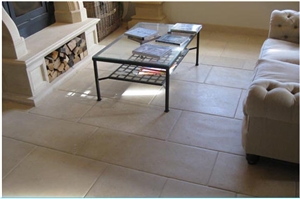 Comblanchien Clair Limestone Brushed Floor Tiles, France Beige Limestone