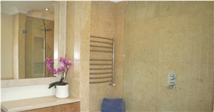 Jerusalem Royal Limestone Honed Bathroom Wall Tiles, Jerusalem Royal Beige Limestone Bath Design