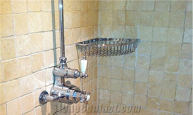 Jerusalem Royal Limestone Honed Bathroom Wall Tiles, Jerusalem Royal Beige Limestone Bath Design