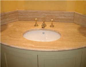 Travertino Etrusco Chiaro Bath Top, Travertine Vanity Top, Travertino Etrusco Chiaro Capanni Beige Travertine Vanity Top