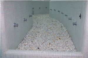 Interior Pebble Footbath, White Marble Bath Accessories