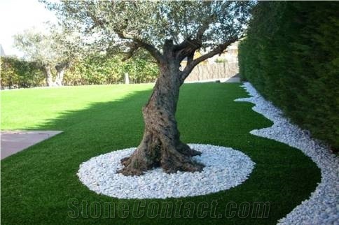 Rojo Coralito Marble and Crema Marfil Crushed Stone Jardines, Beige Marble Pebble, Gravel
