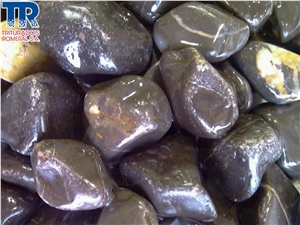 Spanish Black Marble Black Pebble Stone, Nero Marquina Black Marble