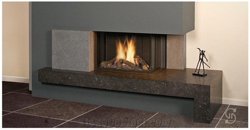 Pierre De Soignies Limestone Fireplace Design, Black Limestone