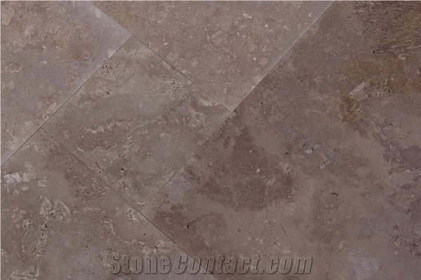 Noche Travertine Tumbled French Pattern Floor Tiles , Noce Brown Travertine Tiles