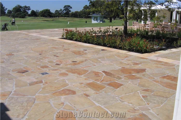 Castlemaine Slate Random Flagstone Paving, Castlemaine Beige Slate