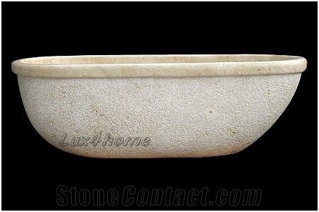 Lavare Beige Marble Carved Bath Tub, Nusa Beige Marble Bath Tub - Stone Bathtubs Producer from Indonesia