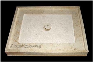 Marble Hower Trays - Shower Base in Natural Creama Limestone Shower Tray, Creama Marquina Beige Limestone Shower Base - Stone Shower Trays Producer