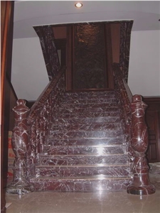 Rosso Levanto Marble Steps & Risers, Rosso Levanto Red Marble Steps
