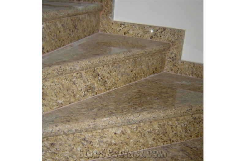 Giallo Santa Cecilia Granite Stairs, Giallo Santa Cecilia Yellow Granite Stairs
