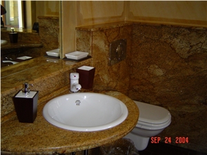 Golden Granite Bathroom Design, Mascarello Yellow Granite Bathroom Design