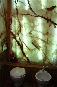 Translucent Onyx Tiles, Panels, Bathroom Design, Light Green Onyx Bathroom Design