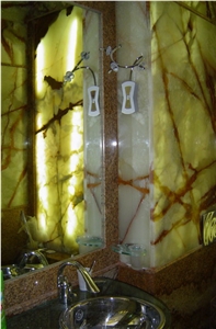 Translucent Onyx Tiles, Panels, Bathroom Design, Light Green Onyx Bathroom Design
