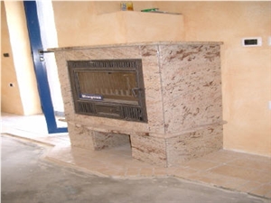 Shivakasi Ivory Granite Fireplace, Shivakasi Ivory Beige Granite Fireplace