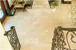 Classic Beige Travertine French Pattern Floor Tiles, Denizli Beige Travertine Tiles