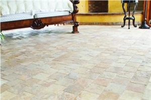 Classic Beige Travertine French Pattern Floor Tiles, Denizli Beige Travertine Tiles