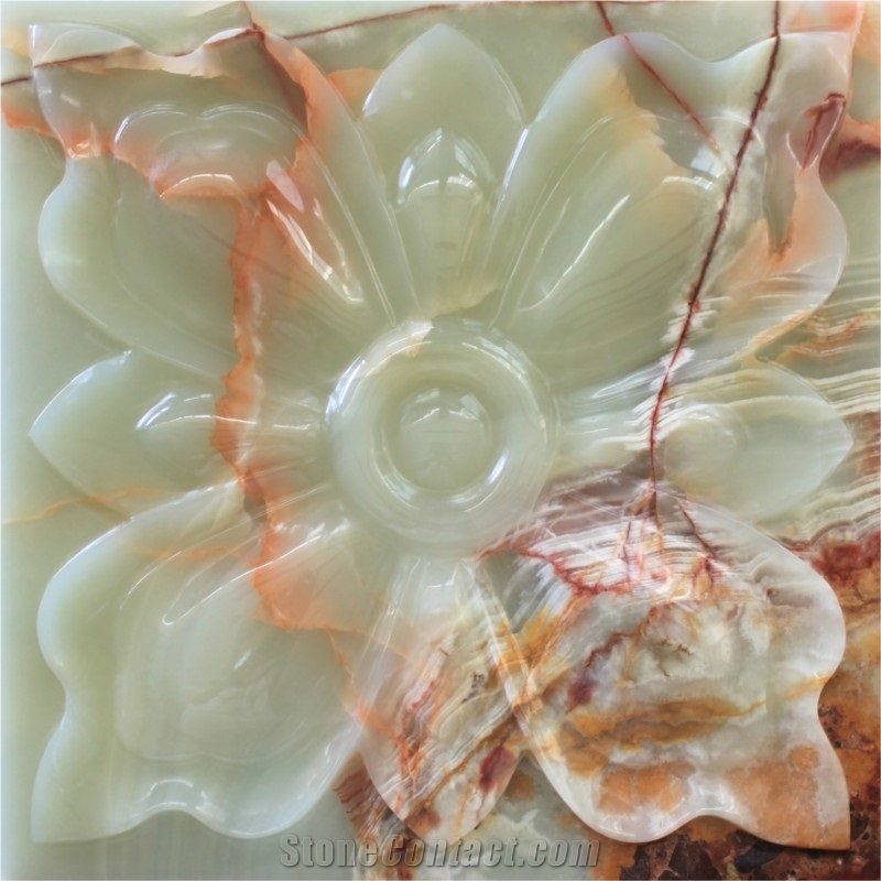 3D Natural Green Onyx Feature Wall Panel