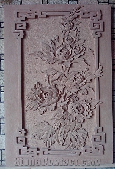 3d Carved Sandstone Decor Wall Panel, Beige Sandstone Wall Panel