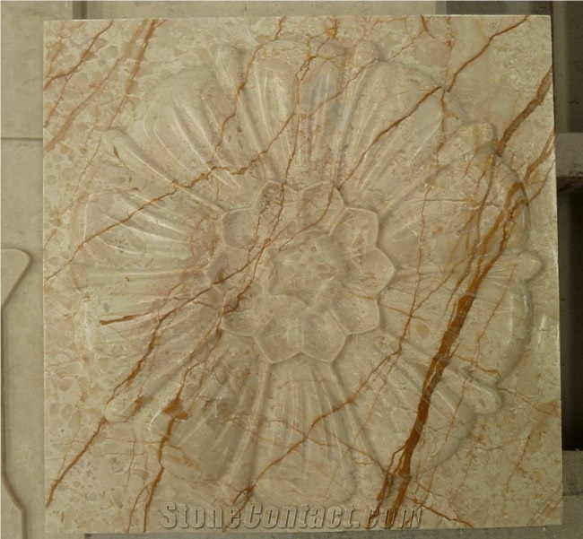 3D Carved Sofitel Gold Marble Wall Art Tile, Beige Marble Wall