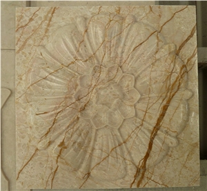 3D Carved Sofitel Gold Marble Wall Art Tile, Beige Marble Wall