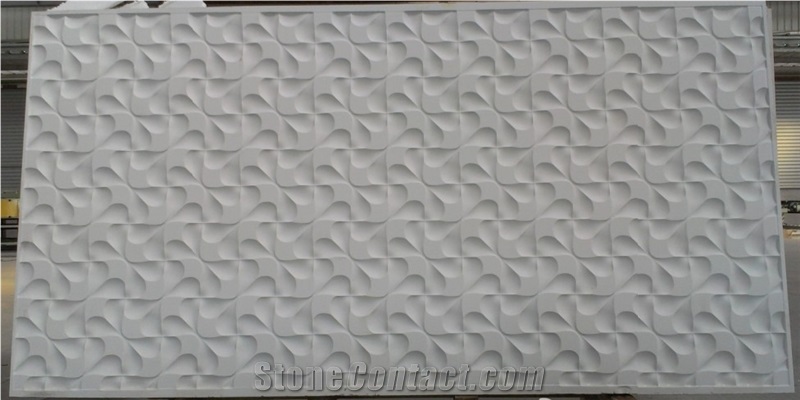 Decorative 3d Stone Feature Wall Panel Design, White Marble Wall Panel