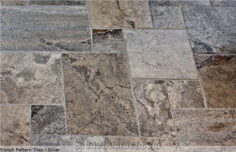 Filled And Honed Silver Travertine, Silver Travertine Tiles Honed