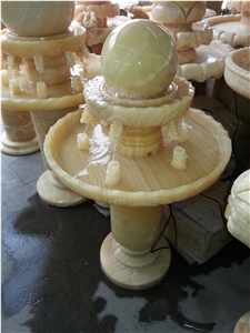 Beautiful Outdoor Garden Decoration, Polished Honey Onyx Round Rolling/ Floating Sphere Balls Water Fountain, Natural Stone Carving Fountain, China Facotry High Quality Good Price, Exterior Use