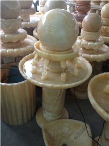 Beautiful Outdoor Garden Decoration, Polished Honey Onyx Round Rolling/ Floating Sphere Balls Water Fountain, Natural Stone Carving Fountain, China Facotry High Quality Good Price, Exterior Use