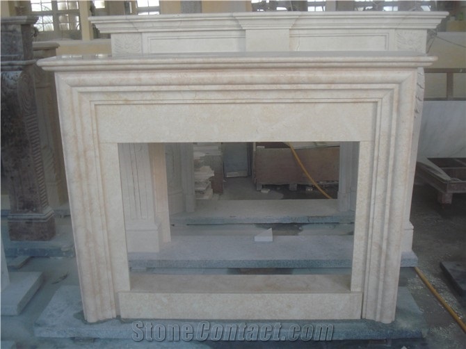 Sunny Gold Marble Fireplace
