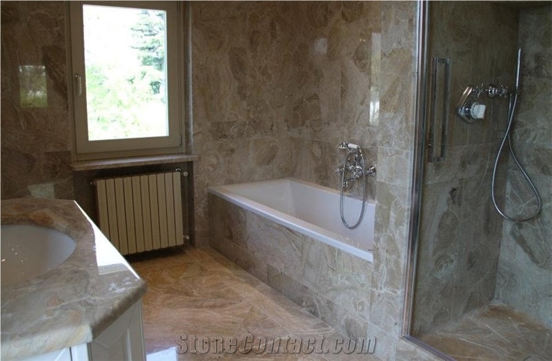Arabescato Orobico Grigio Marble Bathroom Design