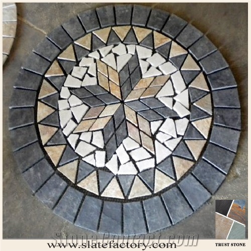 Slate Mosaic Pattern, China Black Slate Mosaic Medallion