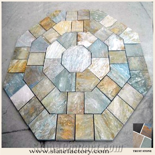 Slate Patio Floor Pattern, Circle Pavement