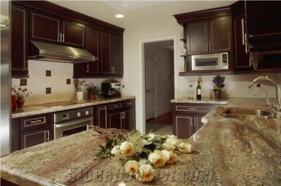 Brazil Exotic Gold Granite Kitchen Countertops, Exotic Gold Yellow Granite Kitchen Countertops