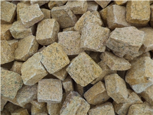 Yellow Granite Cobble, Granite Pavers,Granite Cubes , Gold Cobble Stone