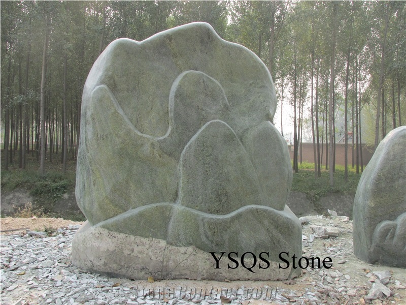 Granite Sculptured Garden Stones, Green Granite Garden Stones