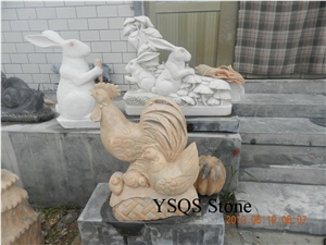 Stone Animal Statues, Beige Marble Statues