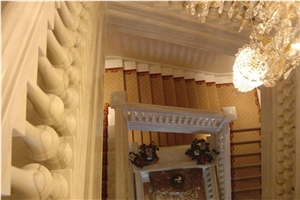 Cremo Delicato Marble Staircase Balustrades, Cremo Delicato White Marble Balustrades