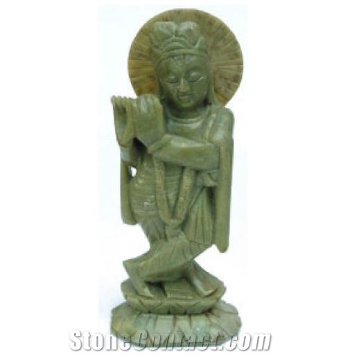 Lord Krishna Statue, God Statue, Nagina Green Marble Statue